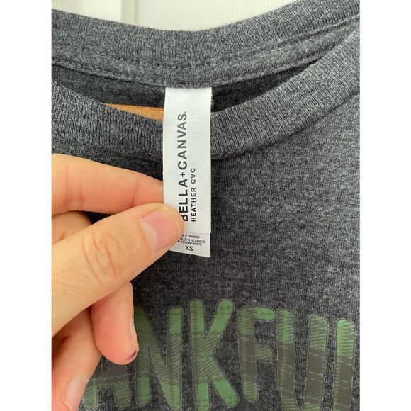 Grey and green long sleeve thankful graphic top XS - Picture 3 of 3